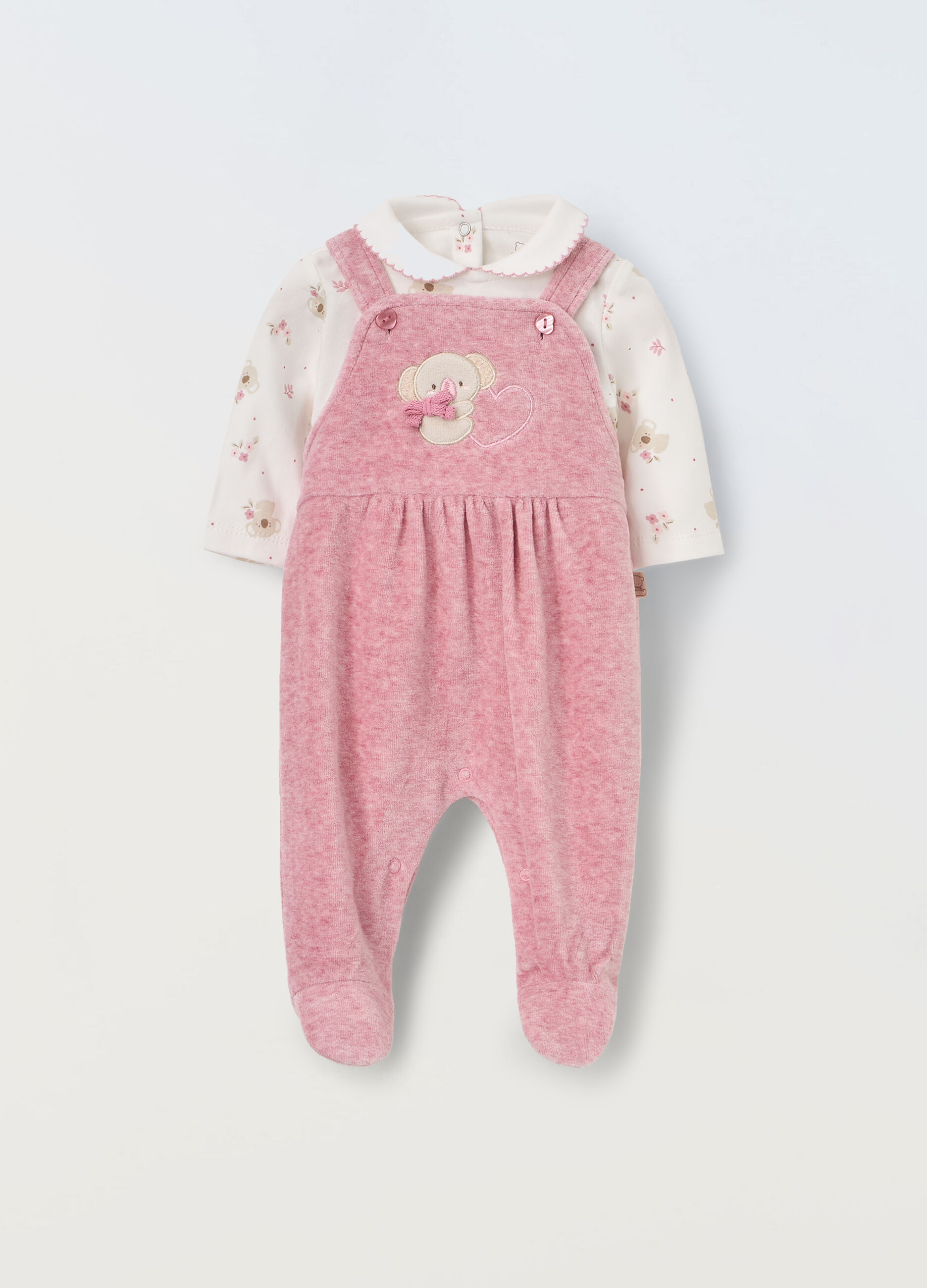 Set salopette + t-shirt in misto cotone neonata_0