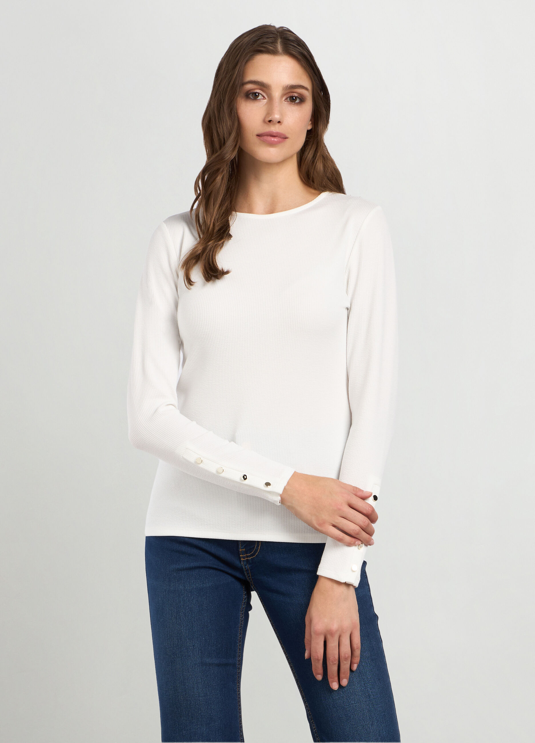 T-shirt in costina di misto viscosa stretch donna_0