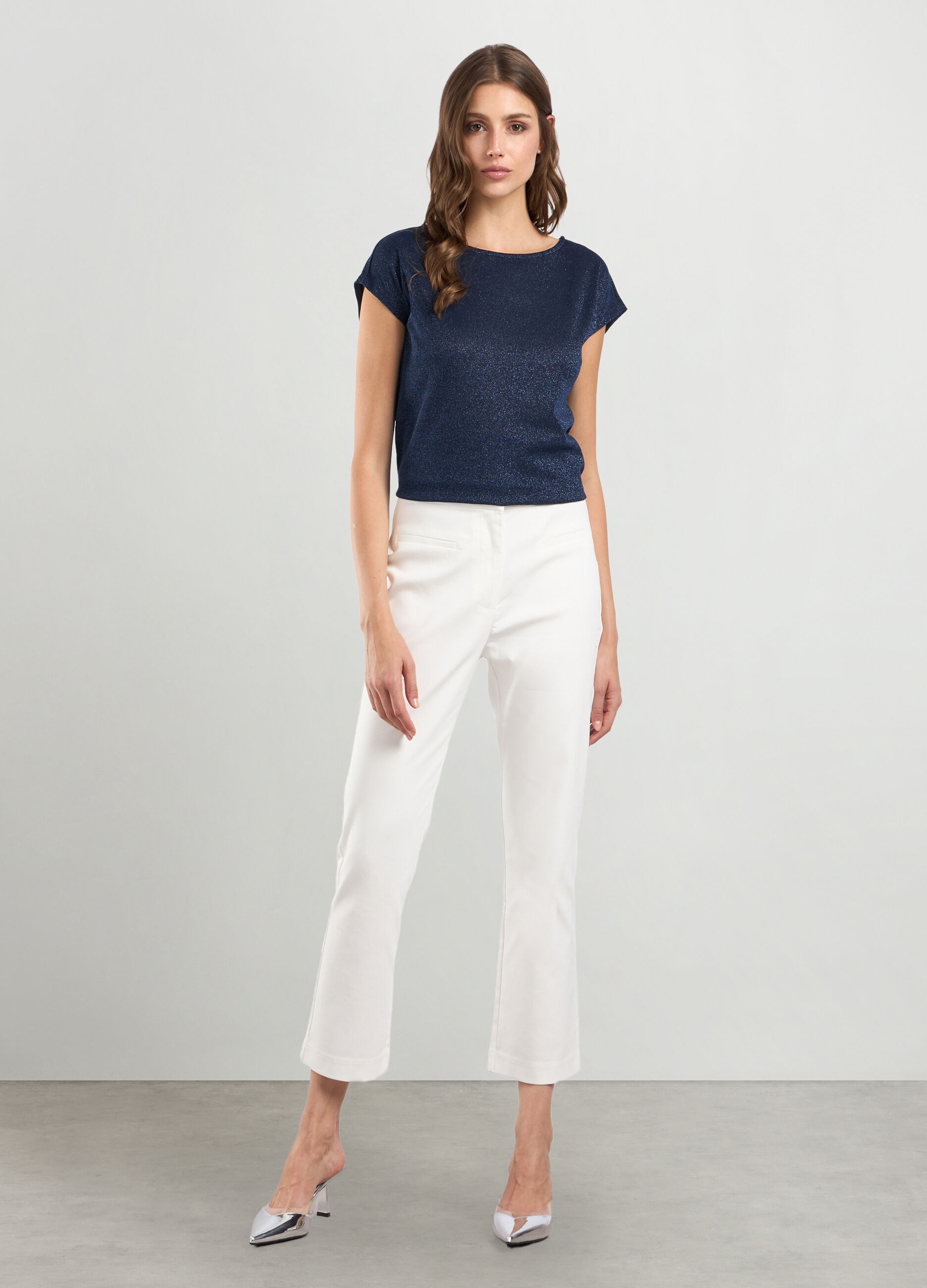 Pantaloni in misto cotone stretch donna_0