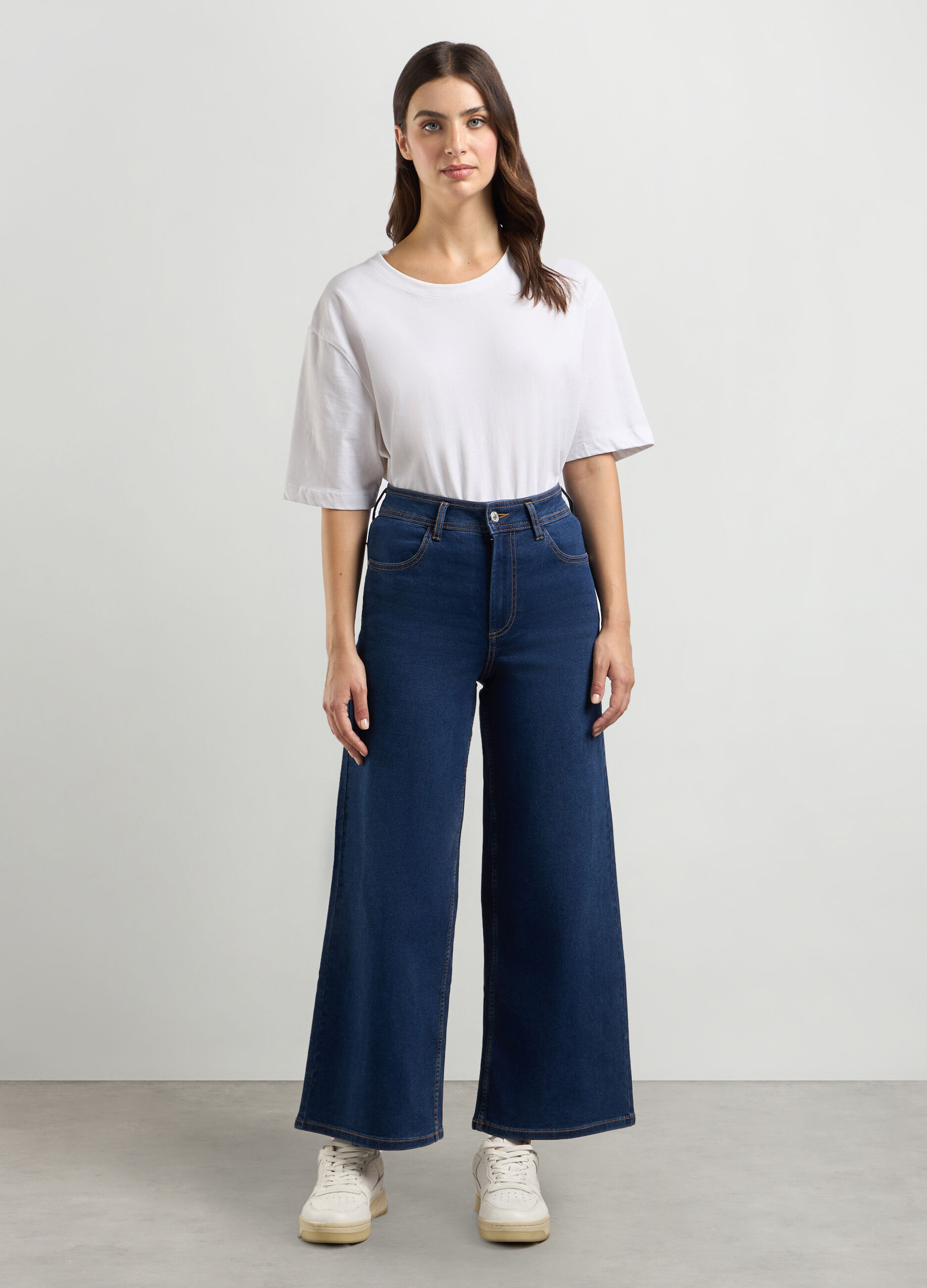 Pantaloni in denim wide leg donna_0