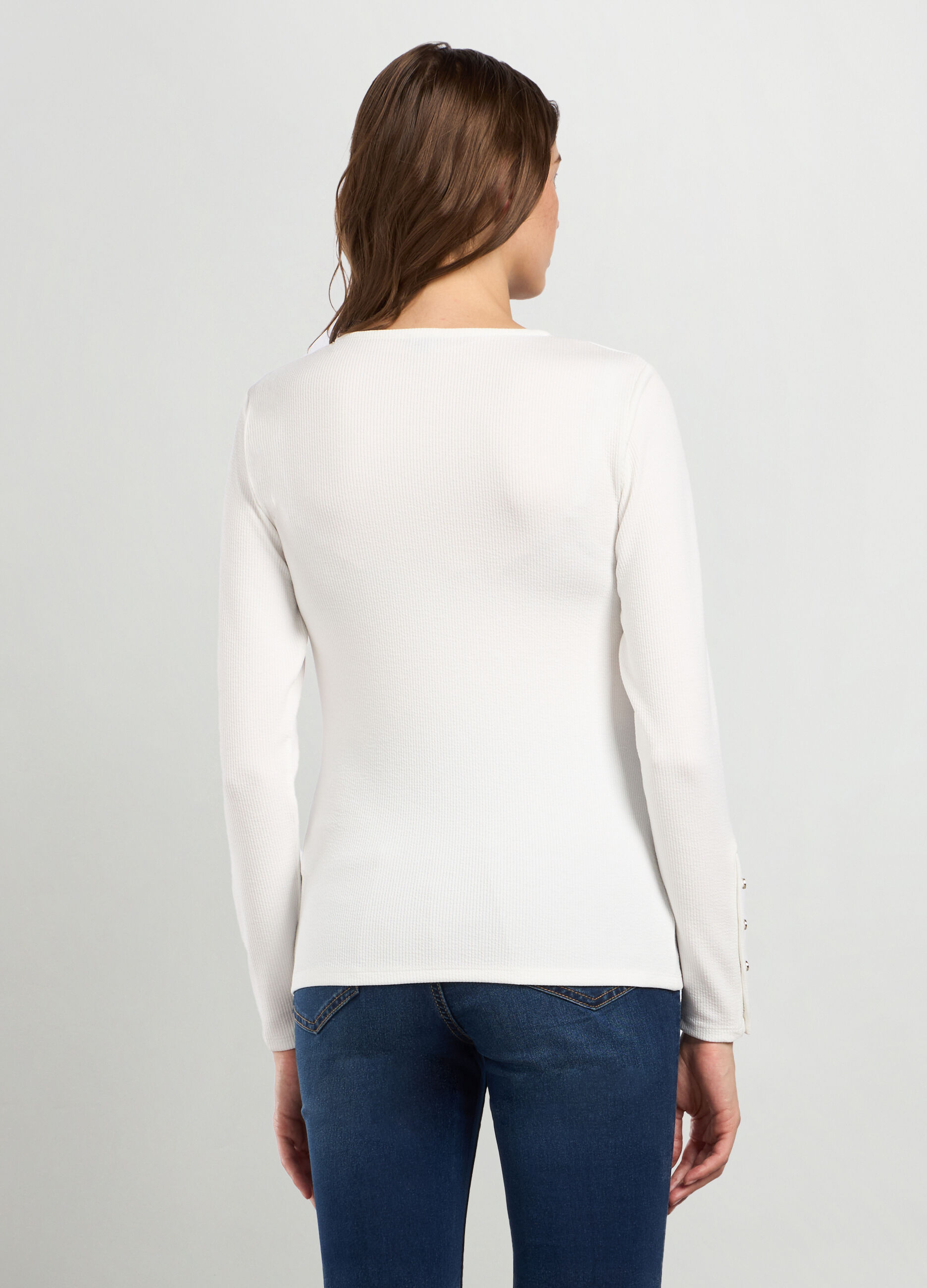 T-shirt in costina di misto viscosa stretch donna_1