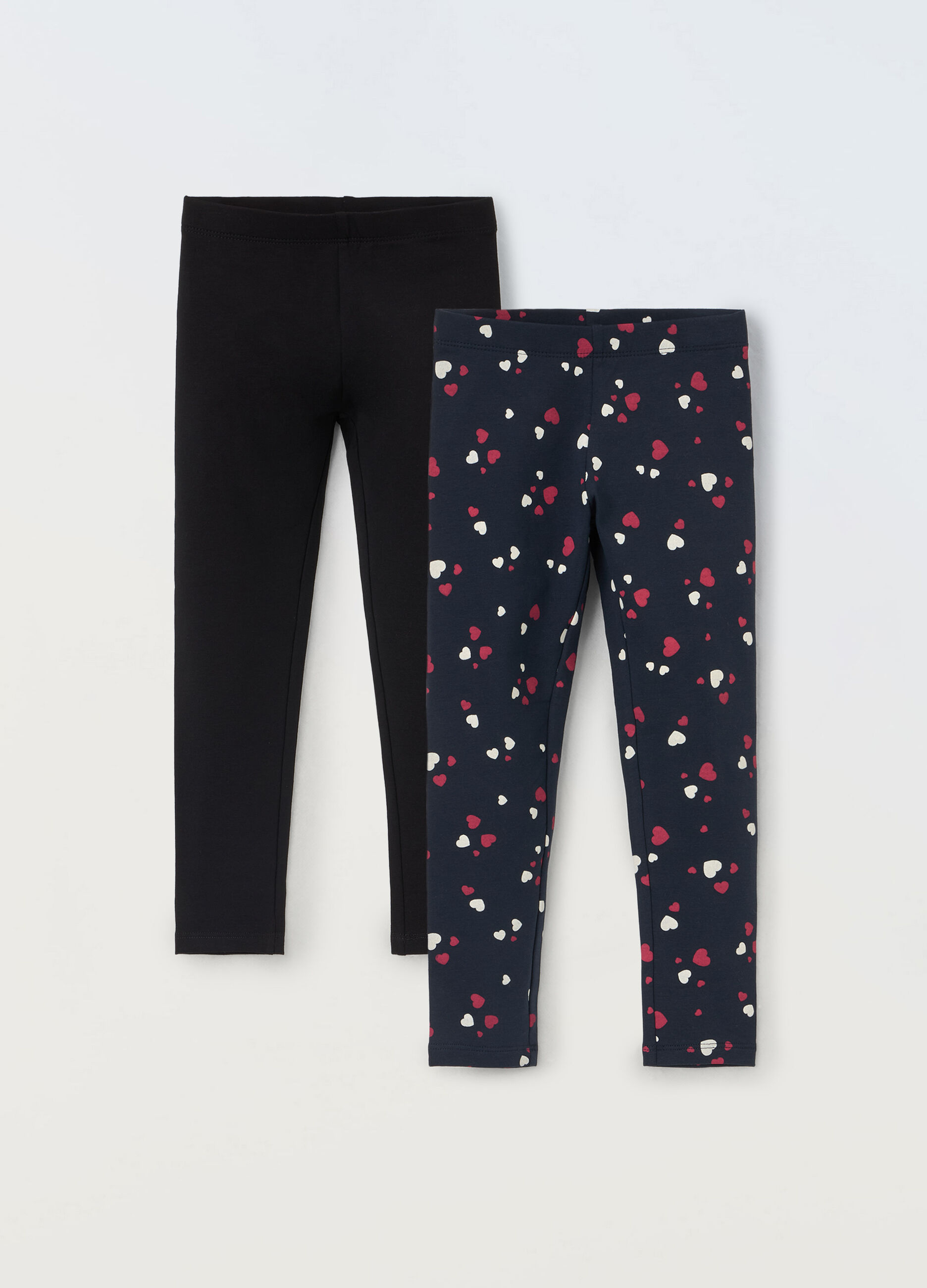 Pack 2 leggings in cotone stretch bambina_0