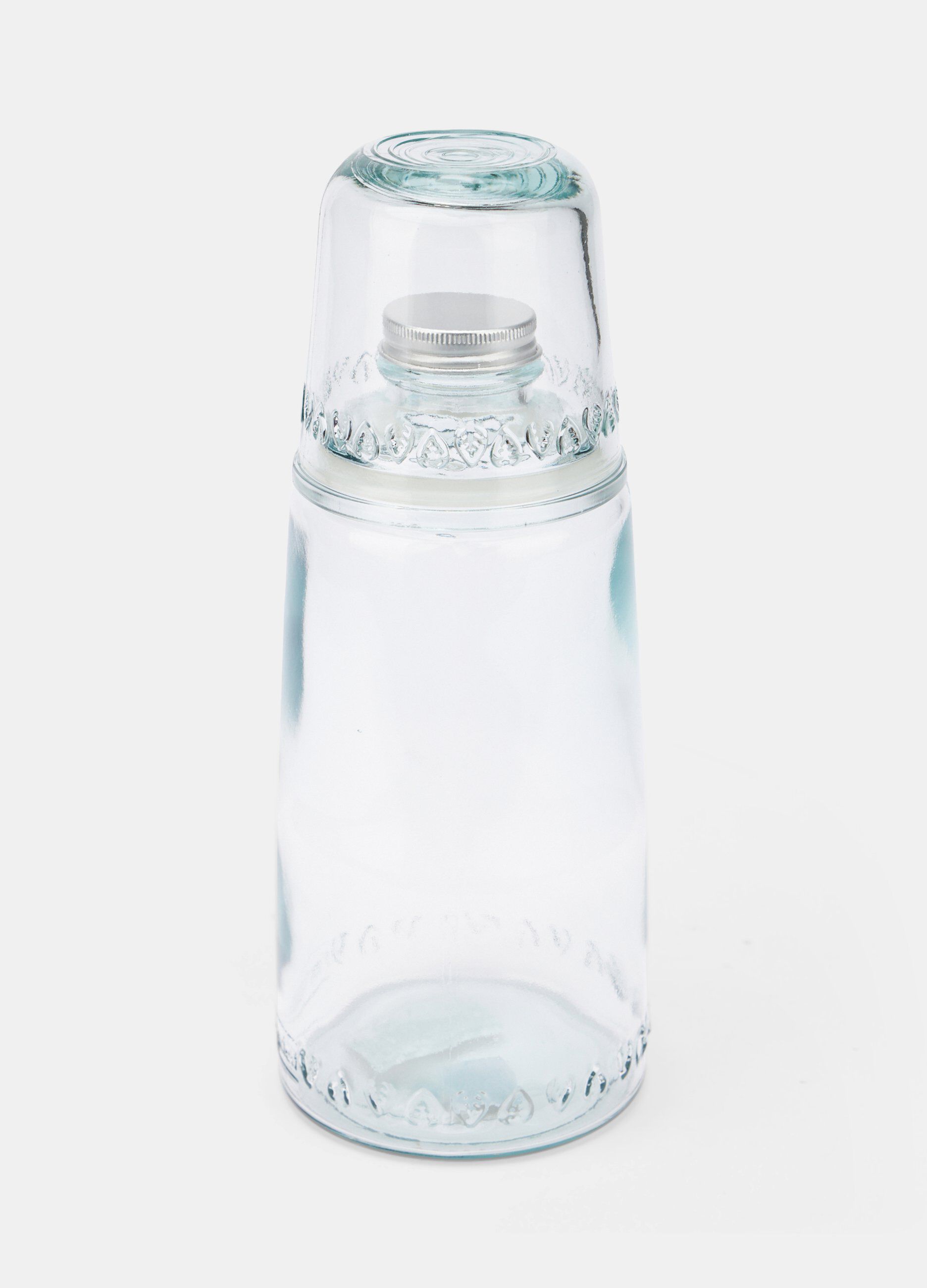 Set notte bottiglia e bicchiere in vetro riciclato