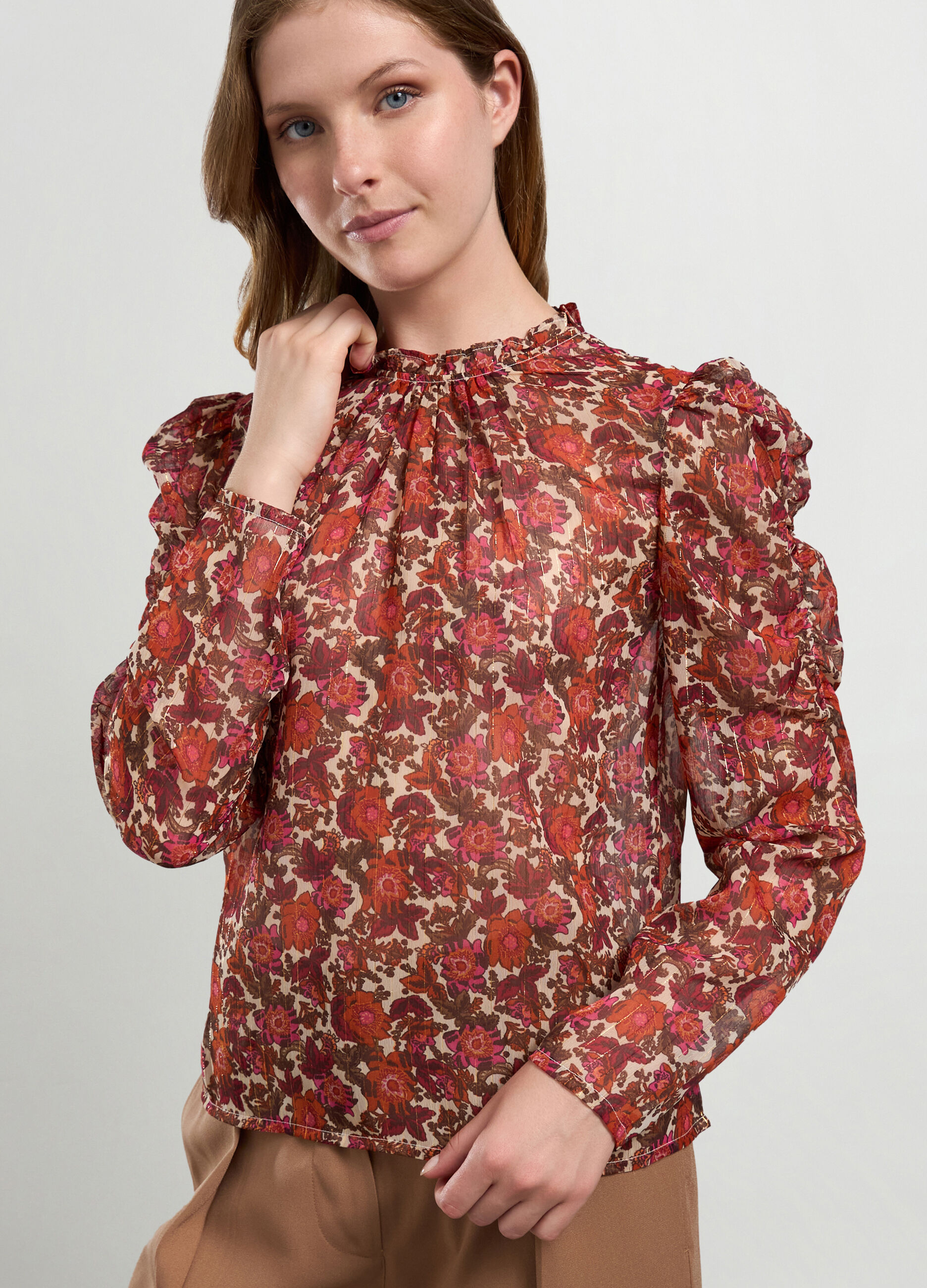 Blusa in chiffon con stampa donna_2