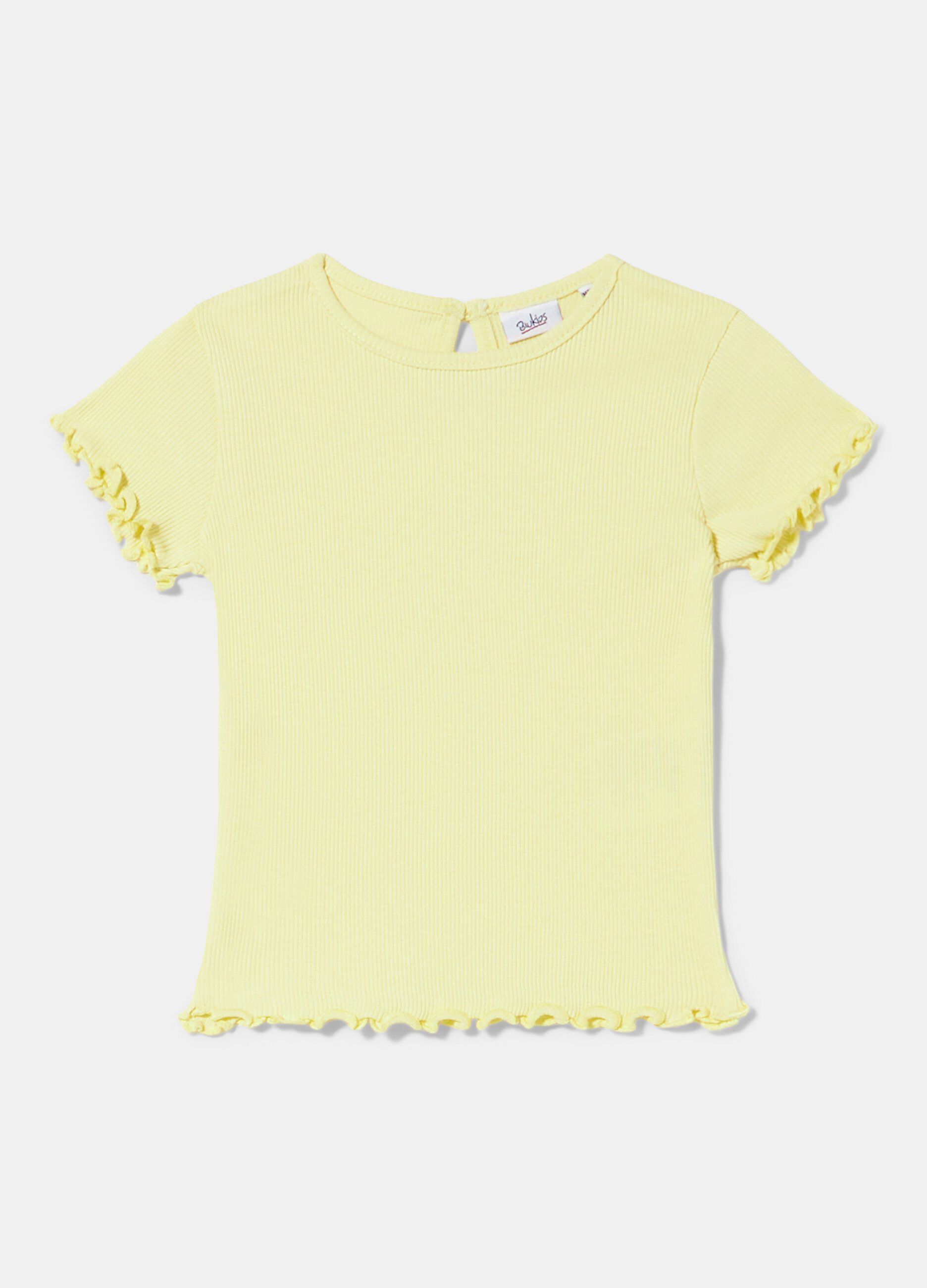 T-shirt in costina di puro cotone neonata