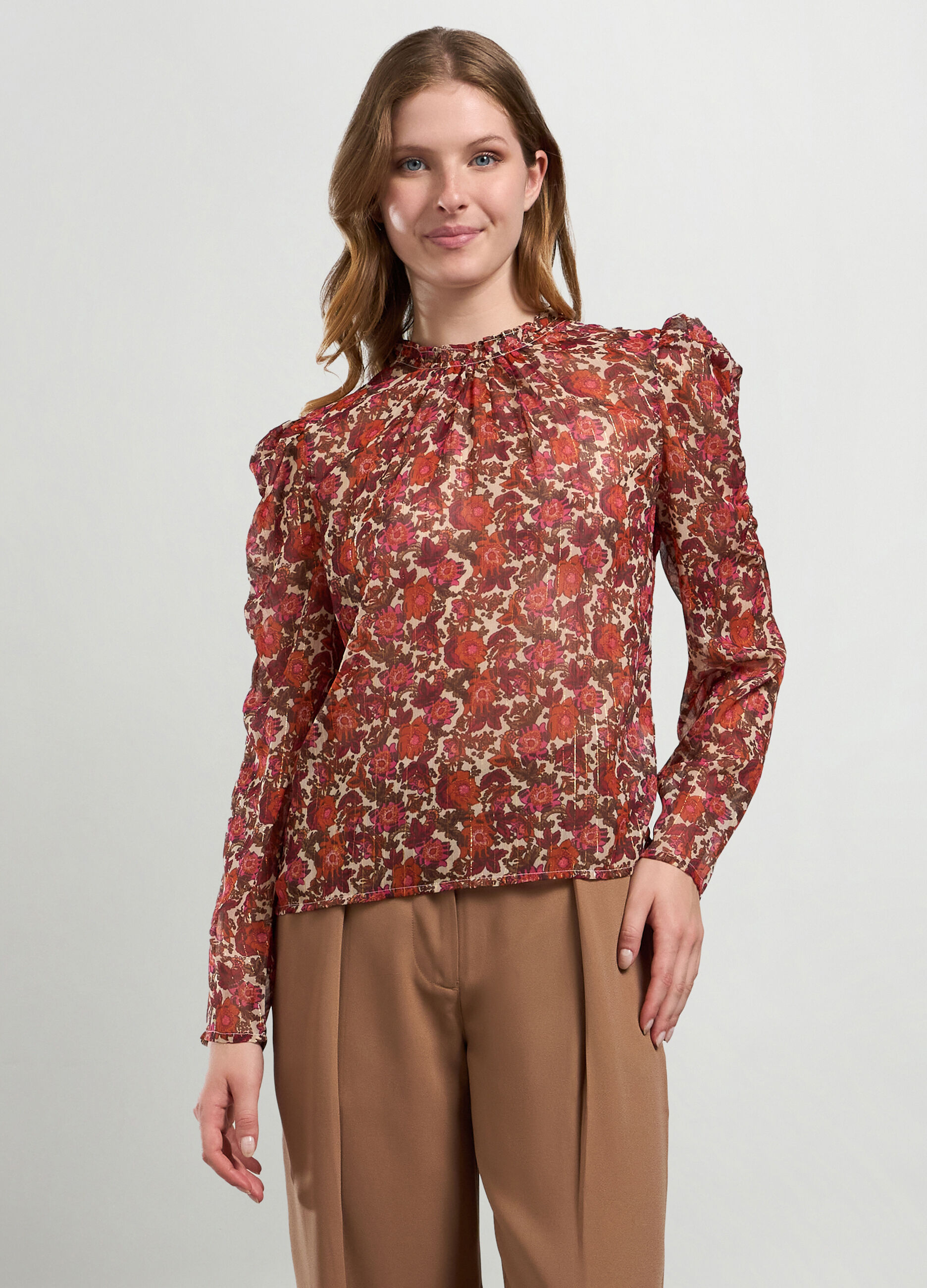 Blusa in chiffon con stampa donna_0