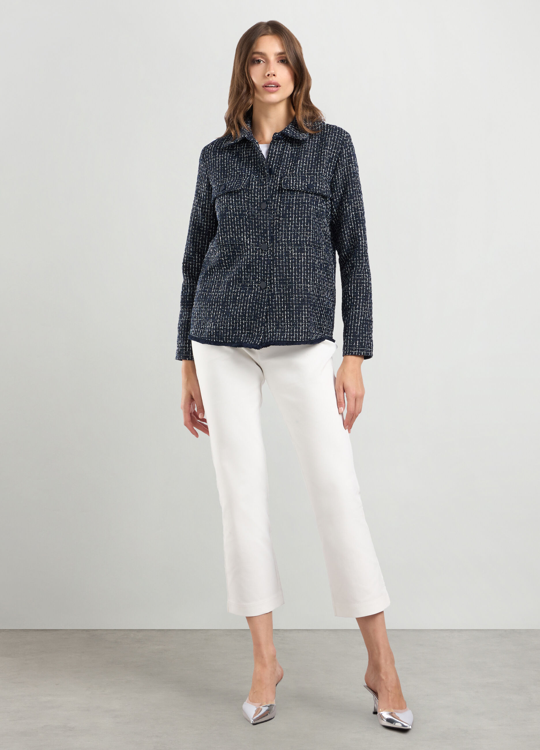 Giacca camicia in bouclé donna_0