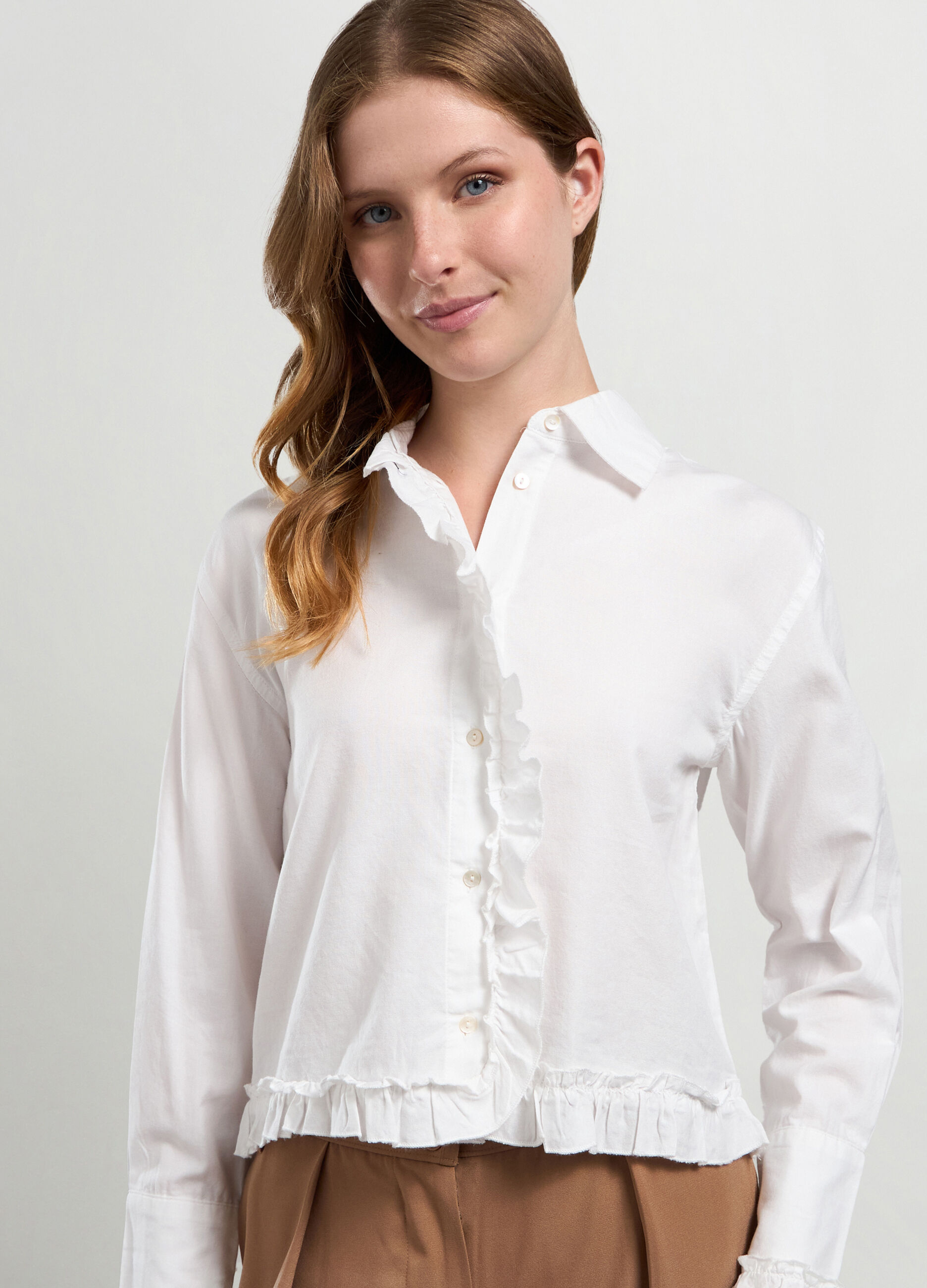 Camicia in puro cotone con rouches donna_2