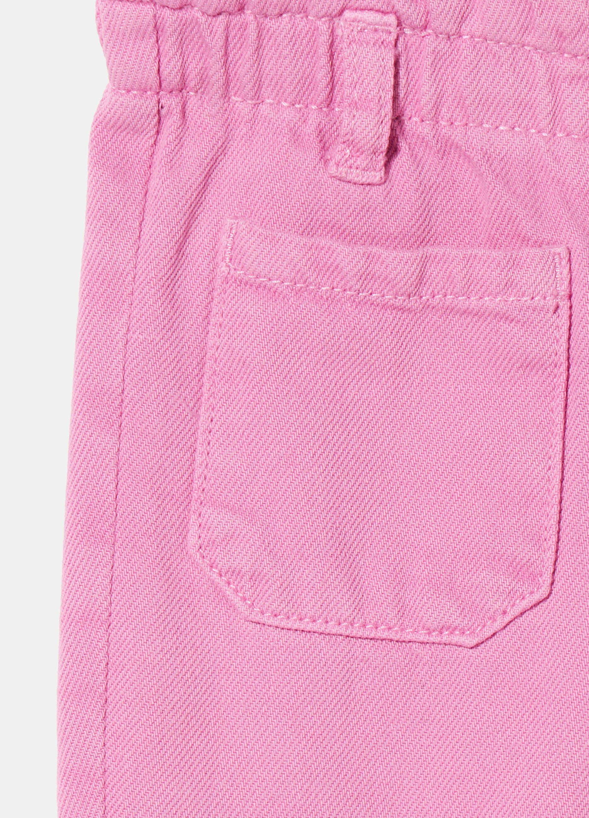 Pantalone in denim di puro cotone neonata_1