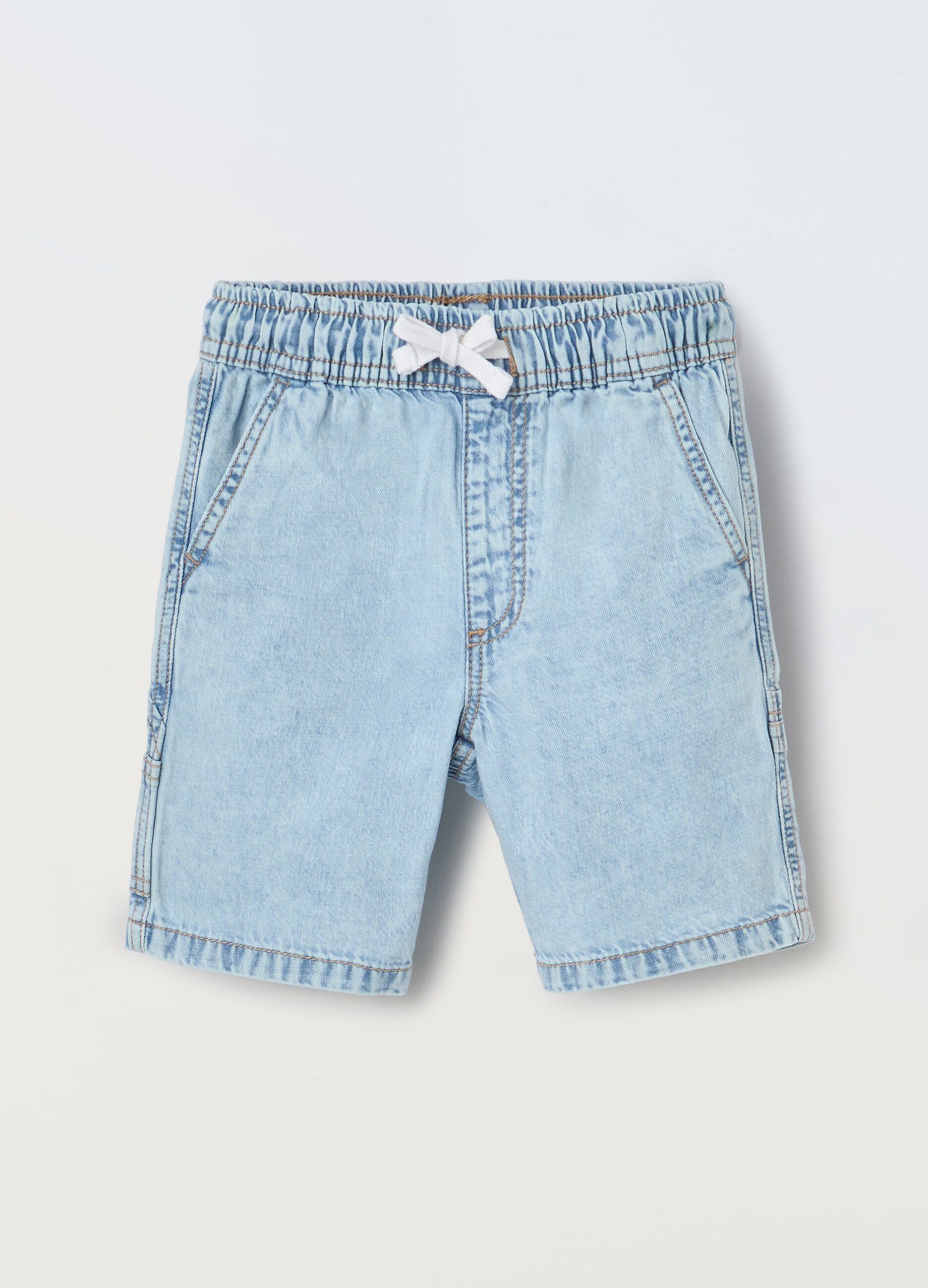 Shorts in denim di puro cotone bambino_0