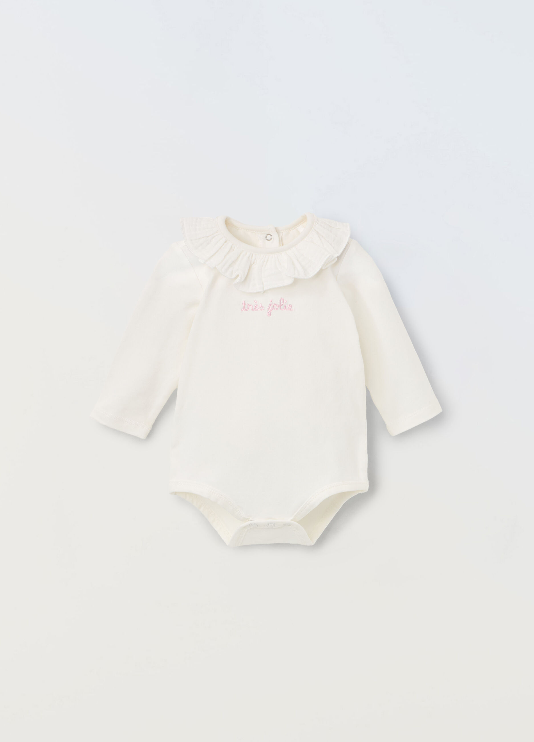 Body in cotone stretch e rouches neonata