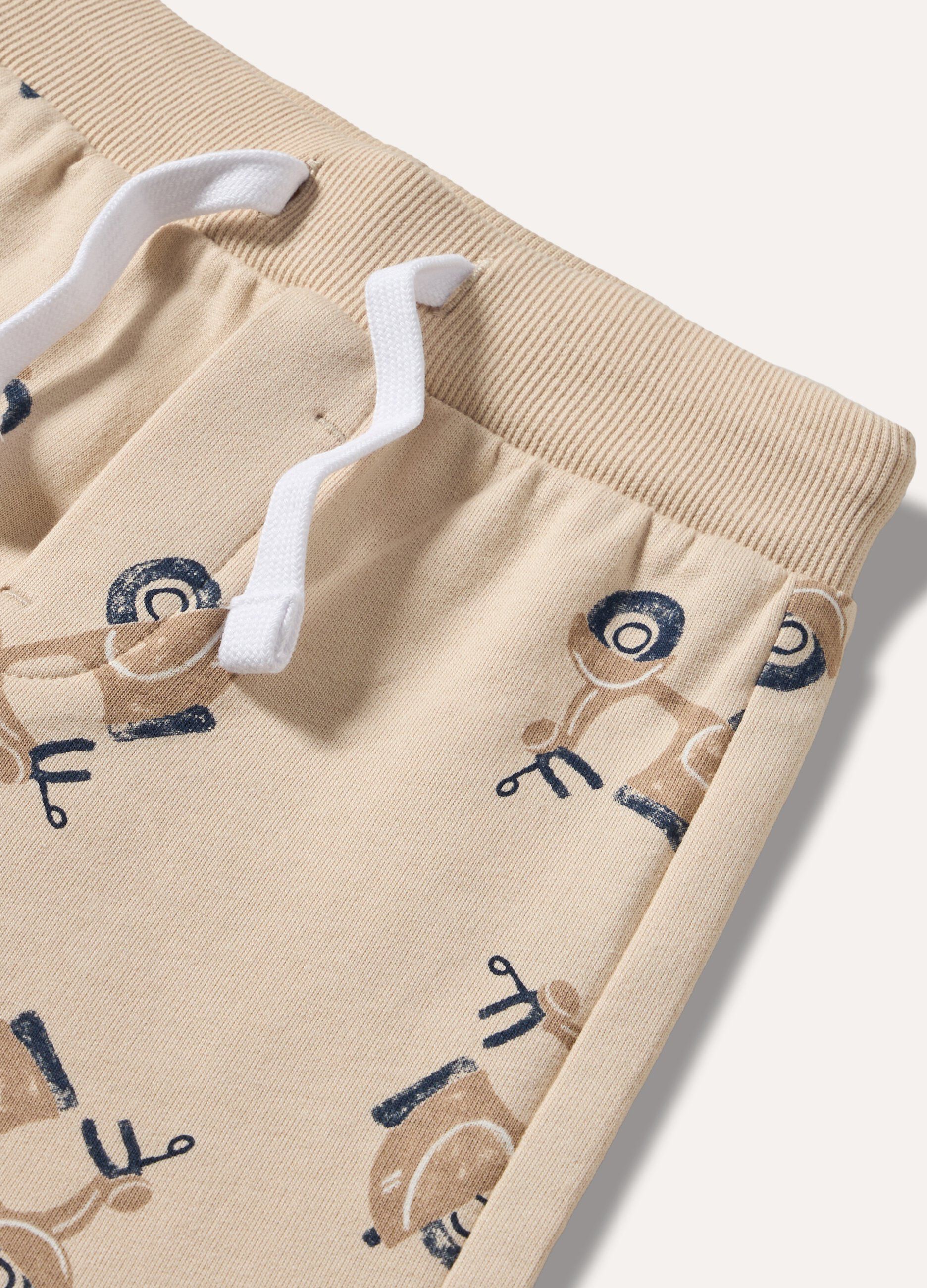 Shorts in felpa di puro cotone stampato neonato_1