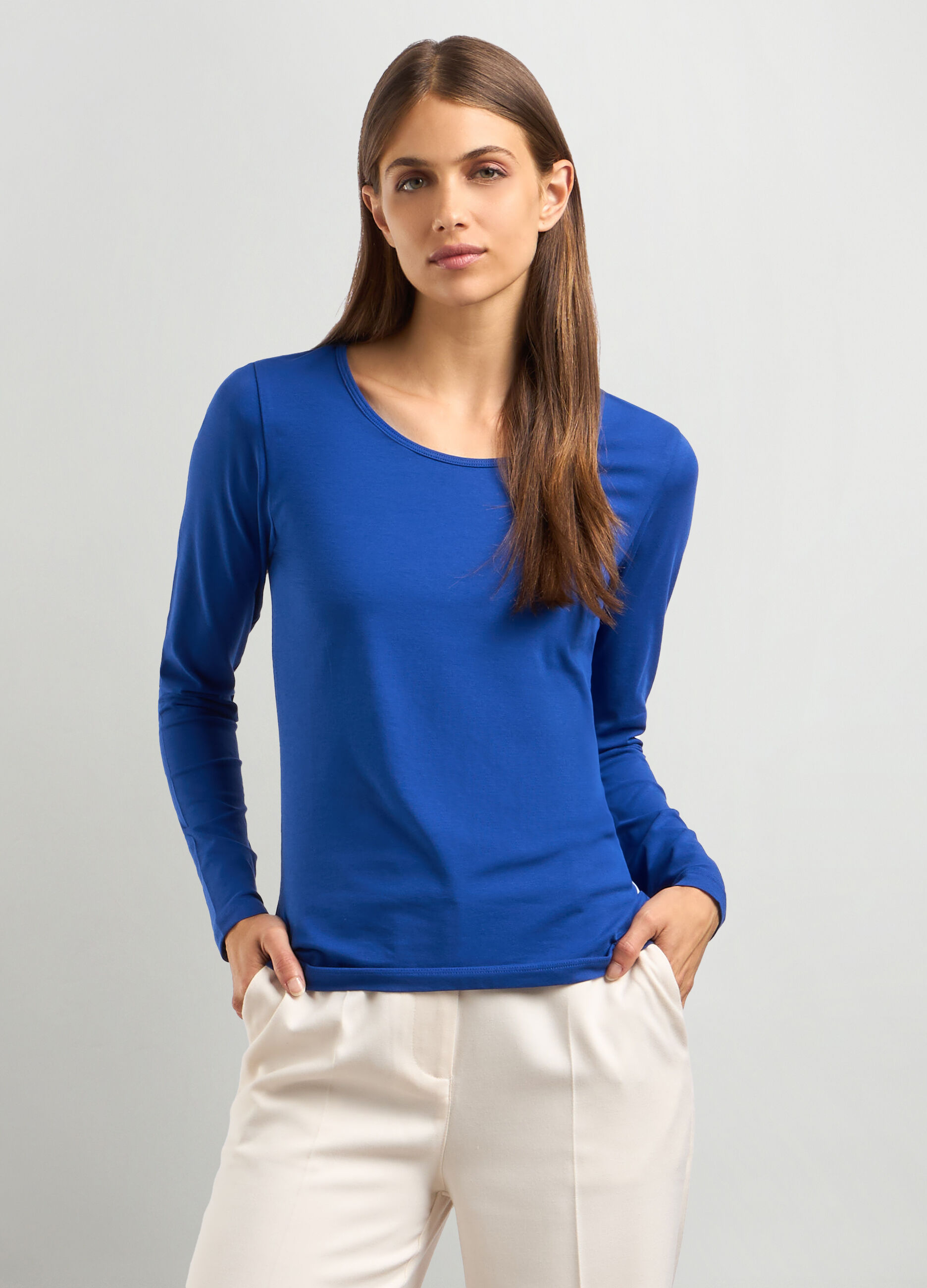 T-shirt in cotone stretch donna_0