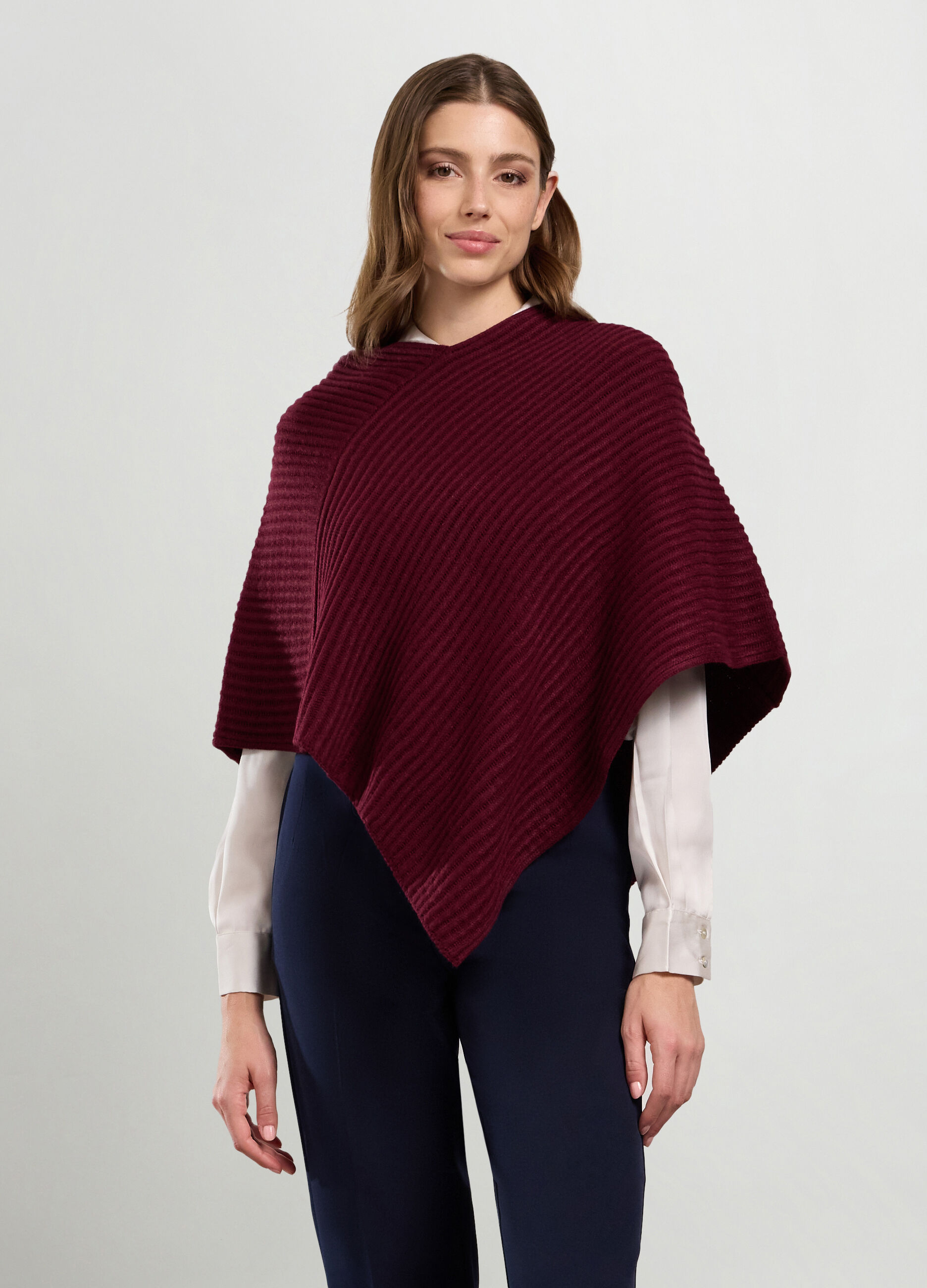 Poncho con lavorazione tricot donna_0