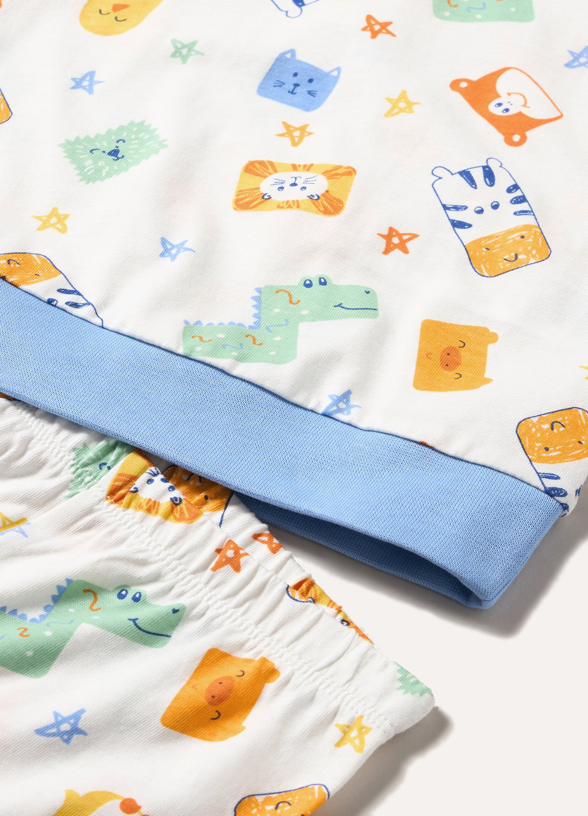 Set pigiama lungo in puro cotone stampato neonato_1