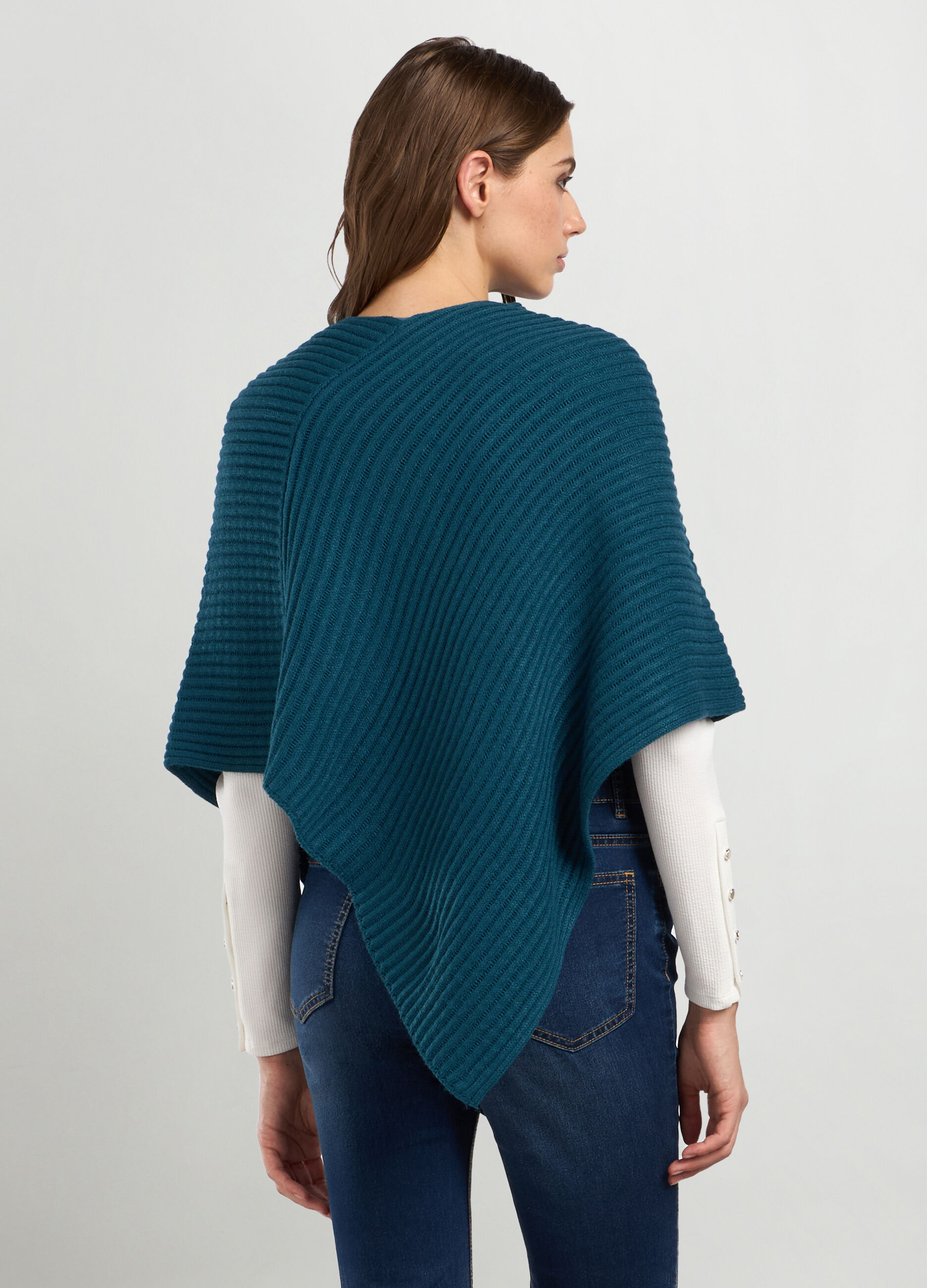 Poncho tricot con lavorazione jacquard _1