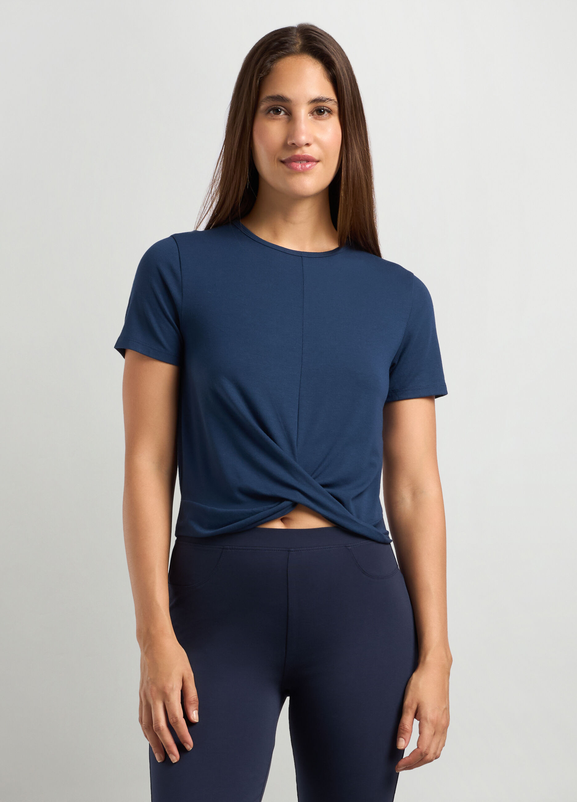 Top misto viscosa stretch incrociato fitness donna _0