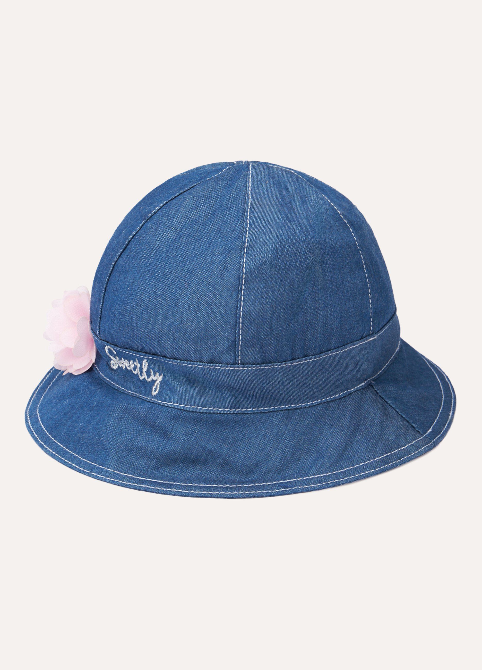 Cappello in denim di puro cotone neonata_0