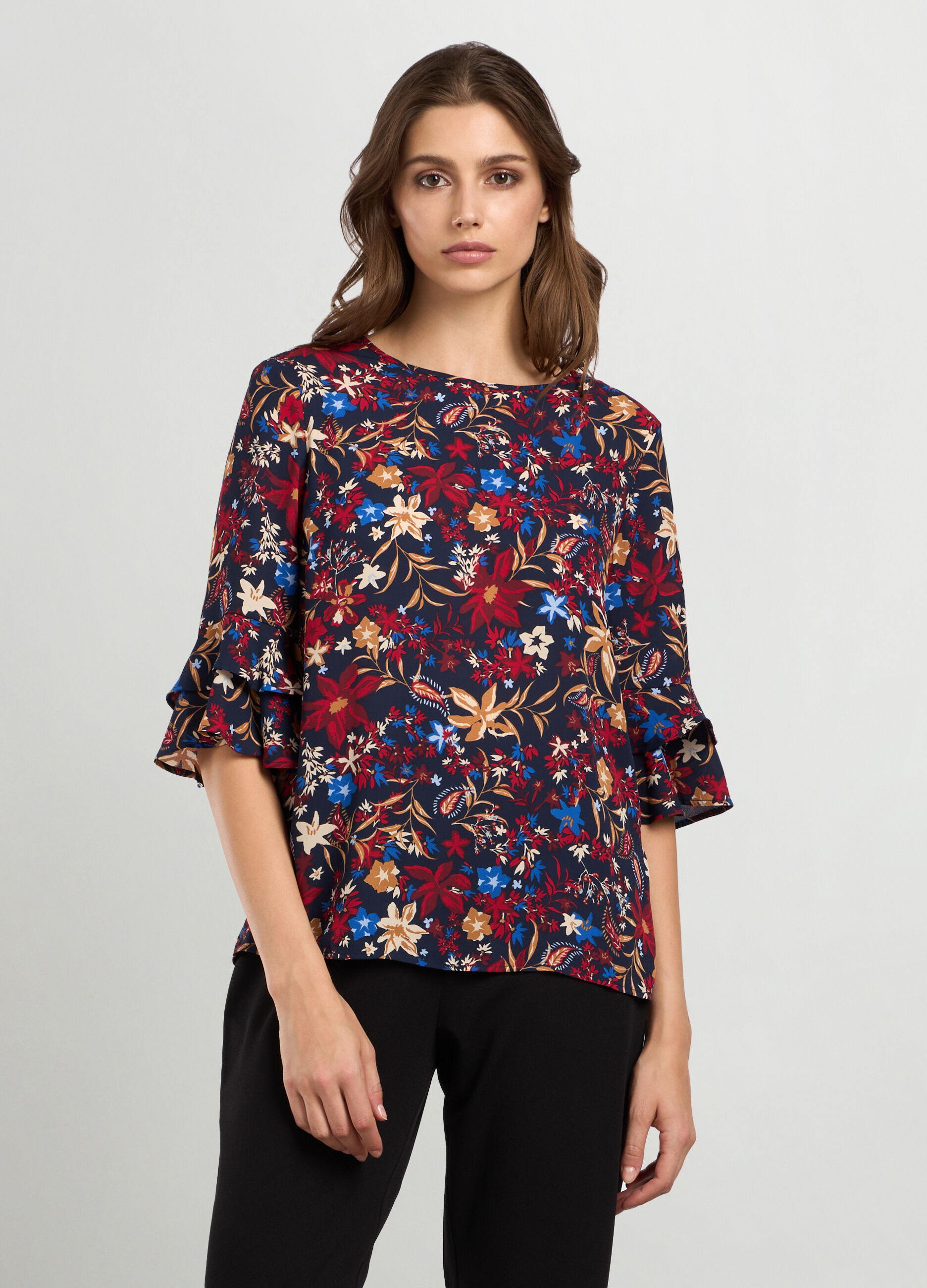 Blusa crêpe con stampa donna _0