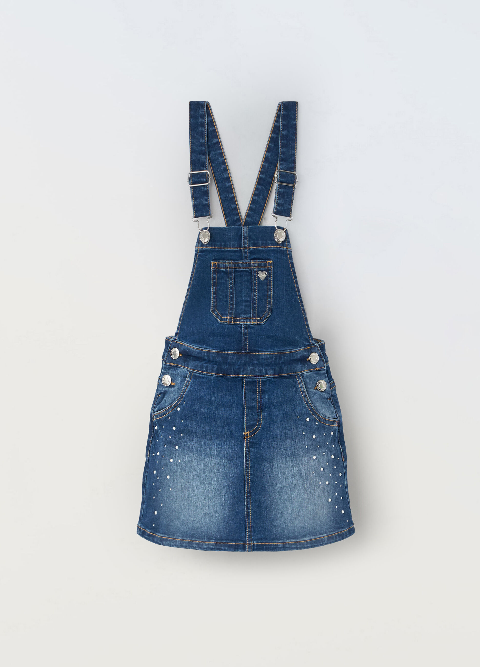 Gonna salopette in denim stretch bambina_0