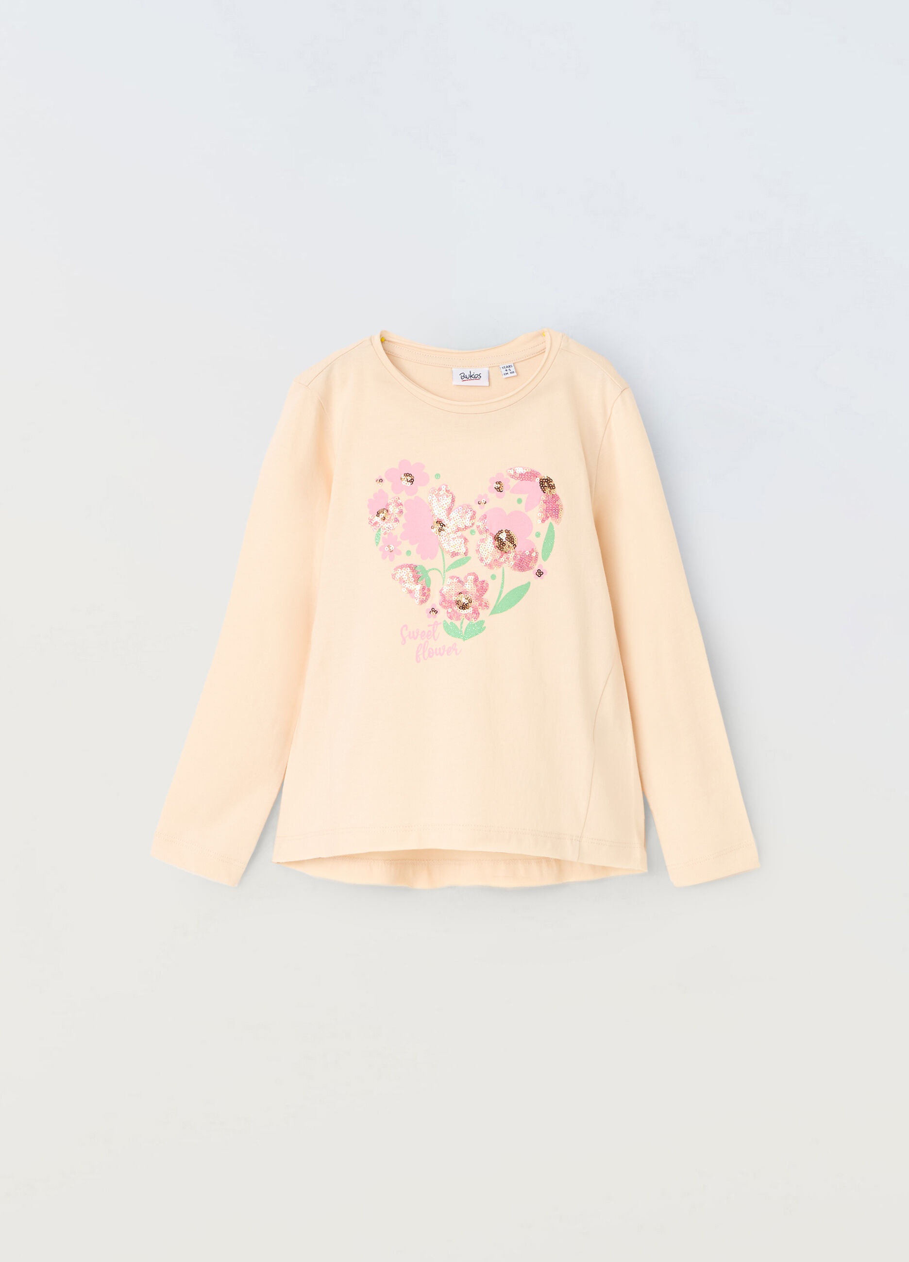 T-shirt a maniche lunghe in cotone stretch bambina_0