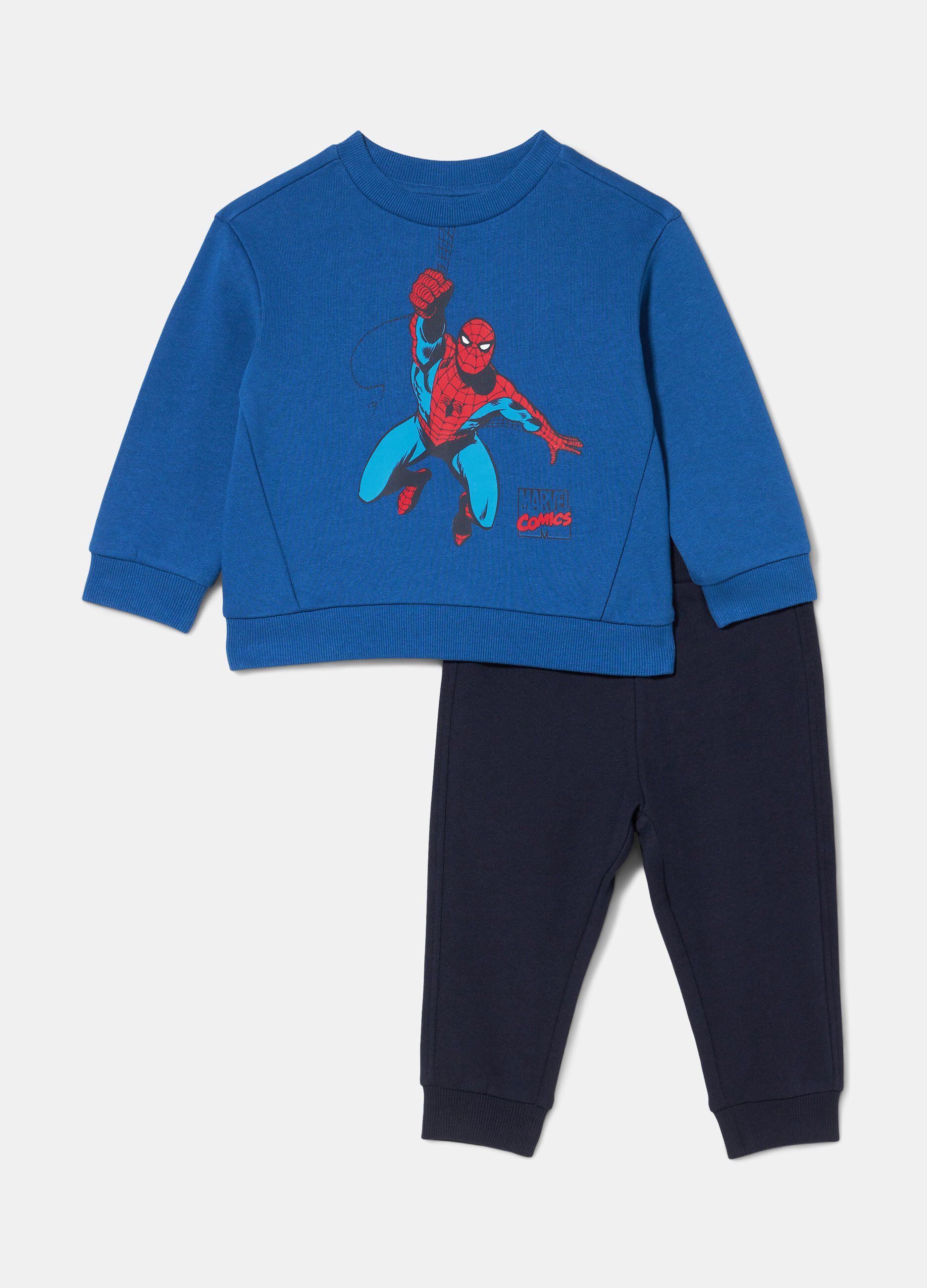 Jogging set Spider-Man in felpa di puro cotone neonato