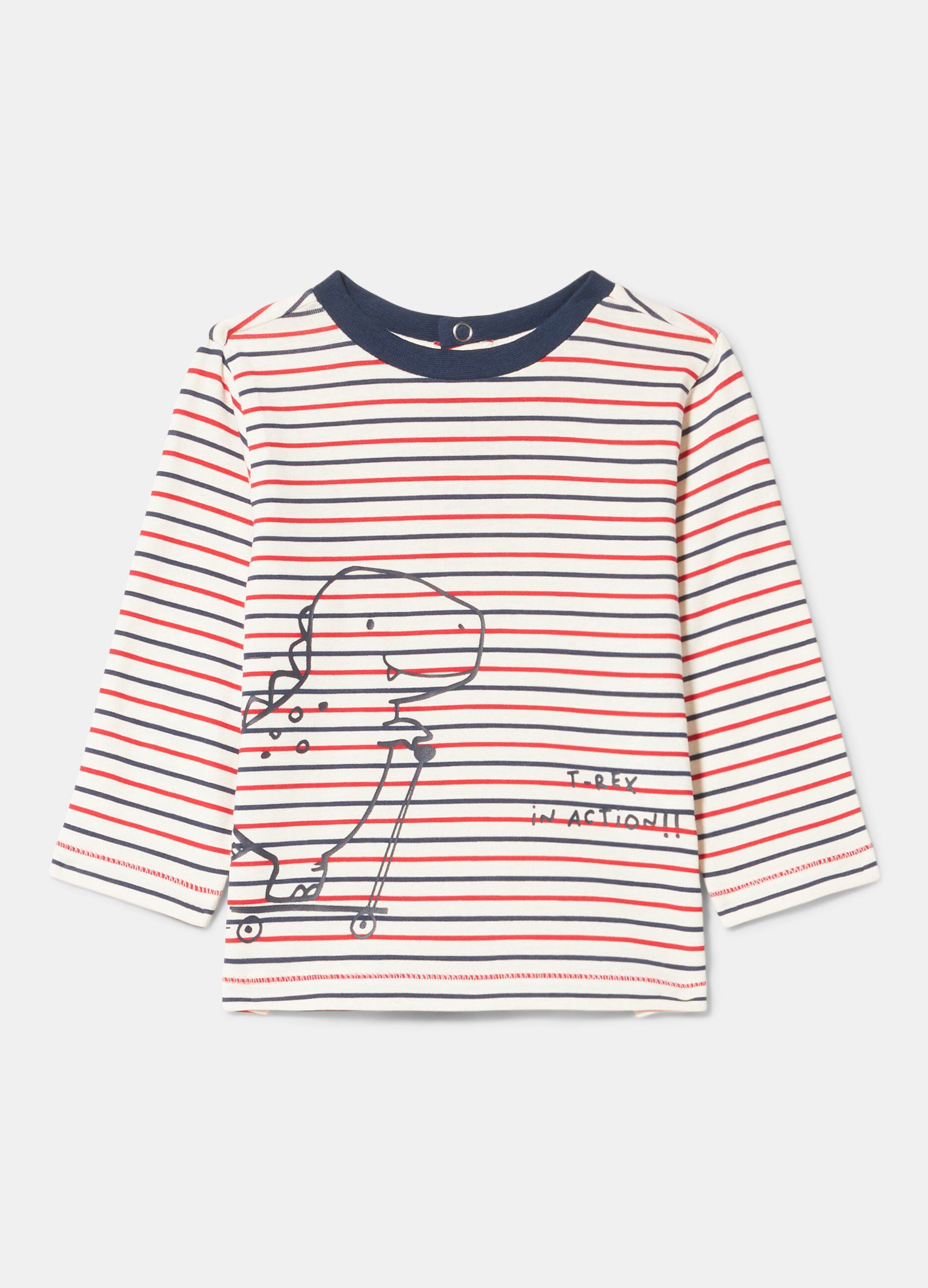T-shirt a manica lunga in cotone elasticizzato neonato