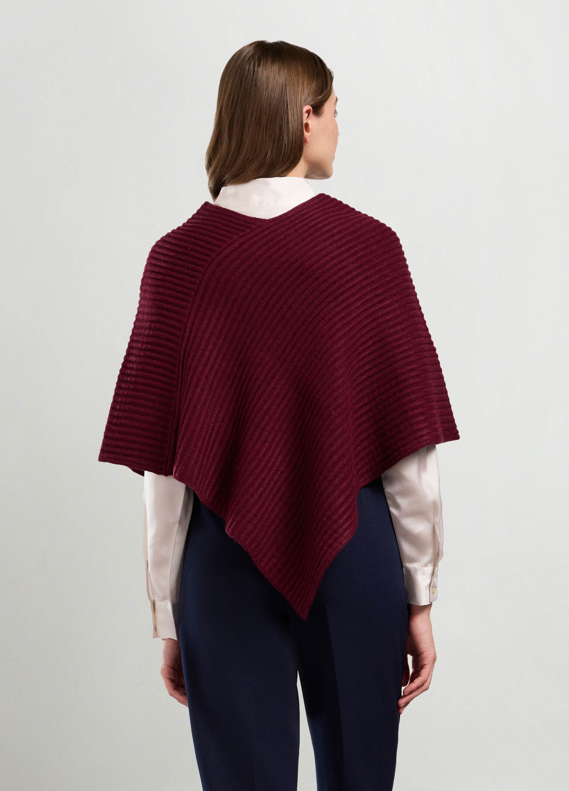 Poncho con lavorazione tricot donna_1