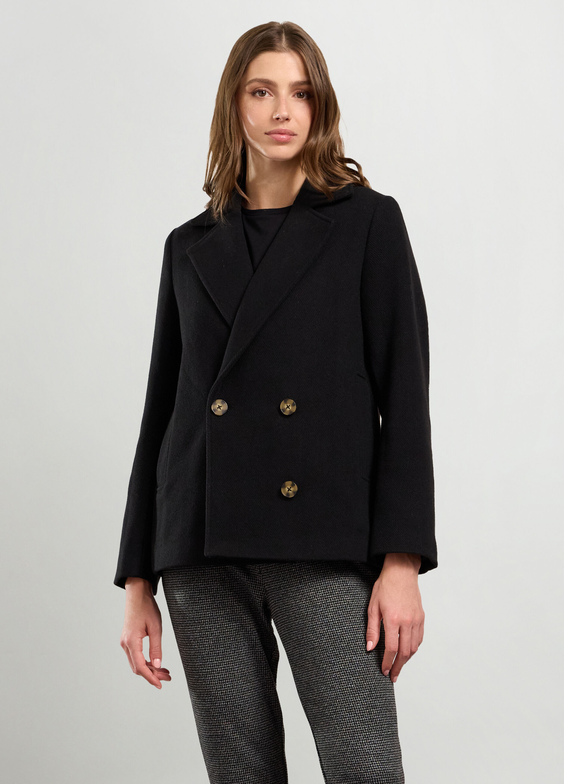 Cappotto corto in misto lana donna_0