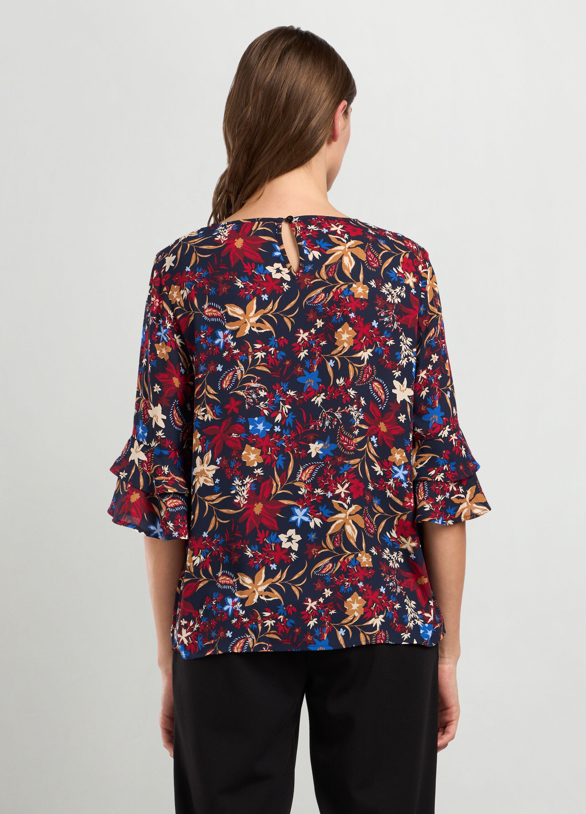 Blusa crêpe con stampa donna _1