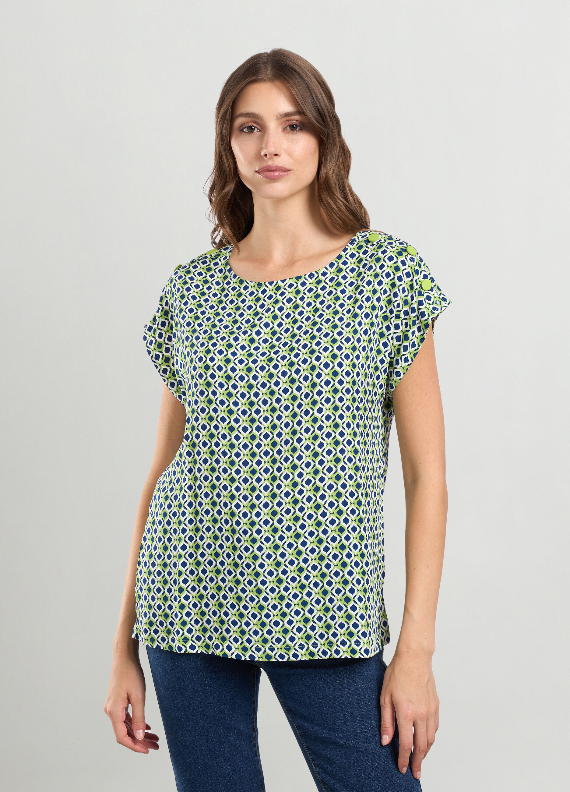 Blusa in pura viscosa con stampa donna_0