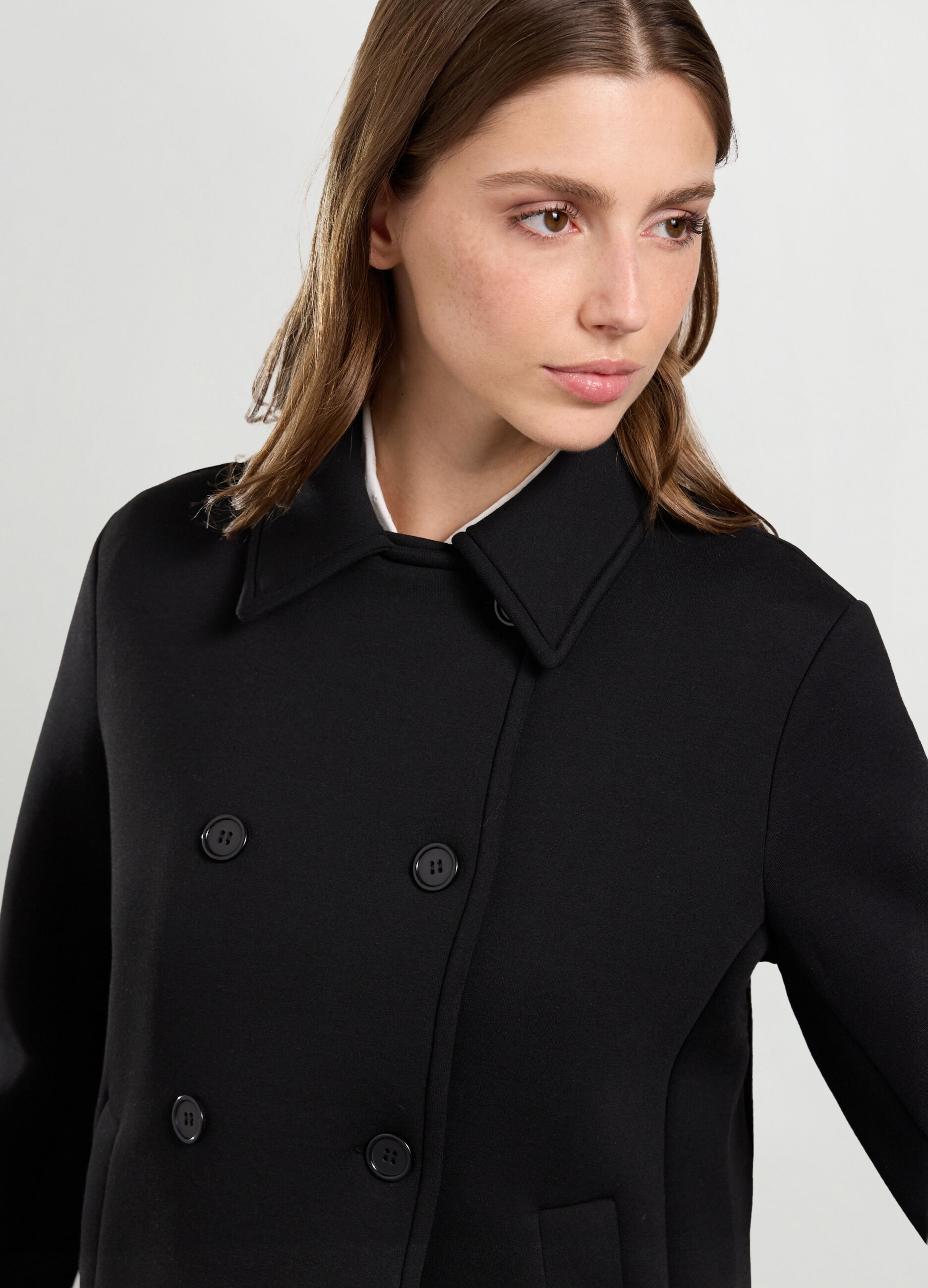 Cappotto doppiopetto in misto viscosa donna_2