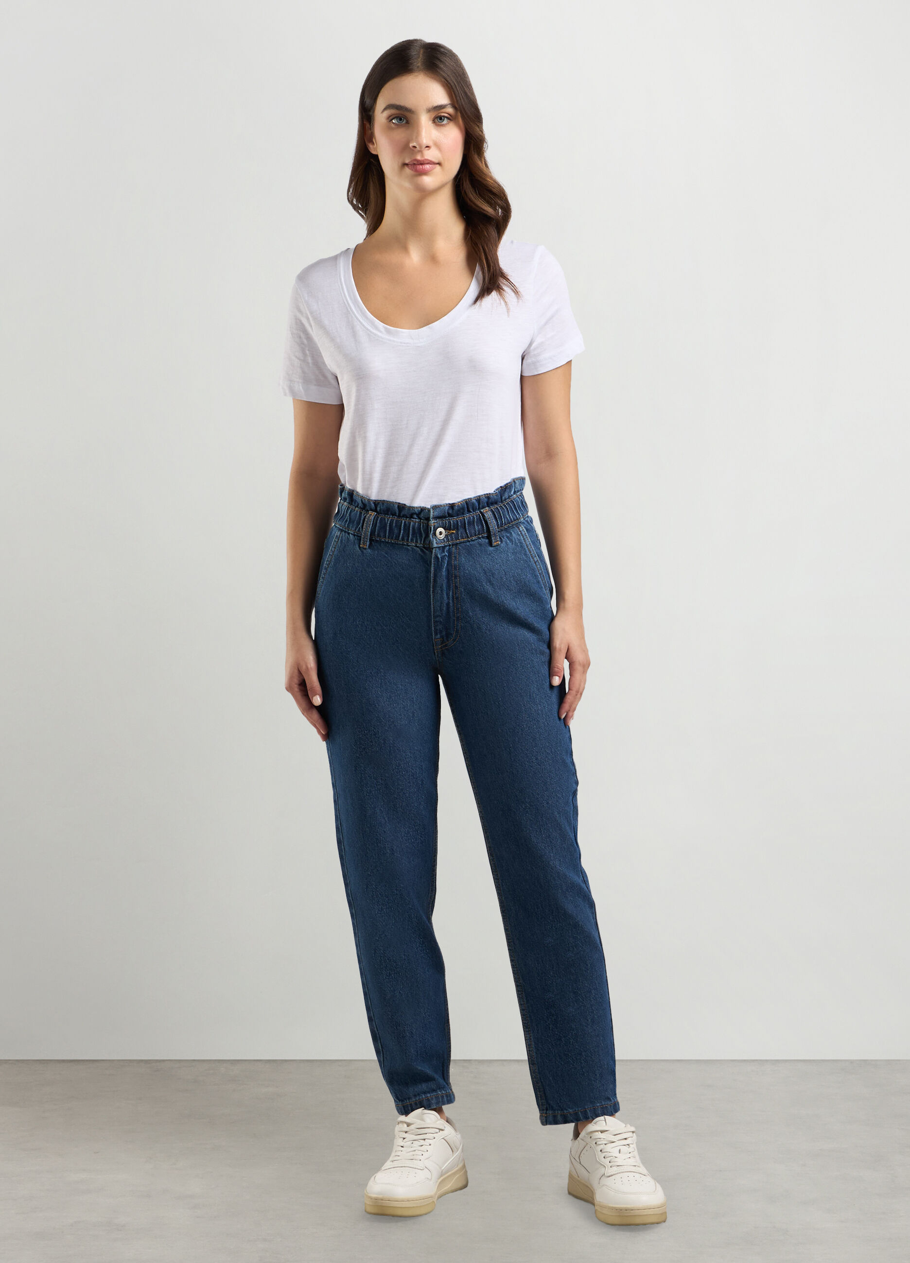 Pantaloni in denim di puro cotone donna_0