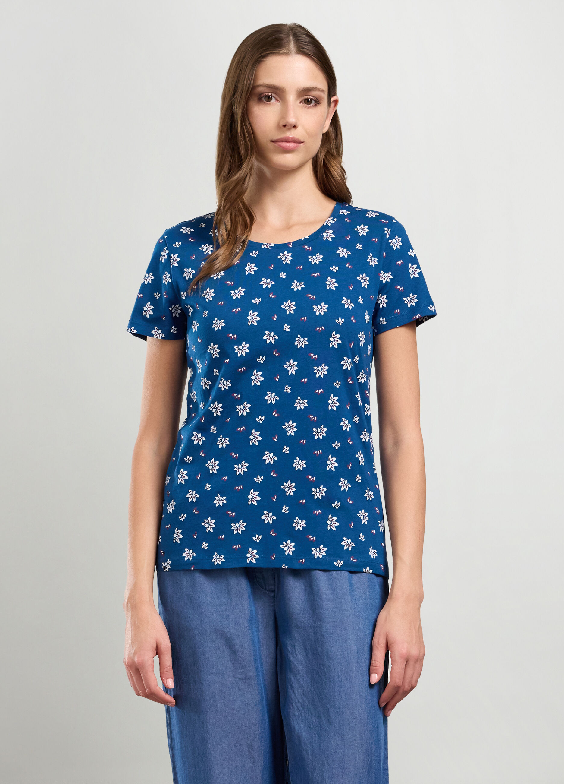 T-shirt in puro cotone con stampa donna_0